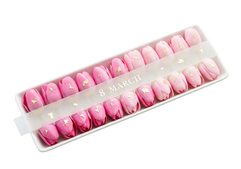 Elegant Pink Macarons Tray for 8 March Celebration