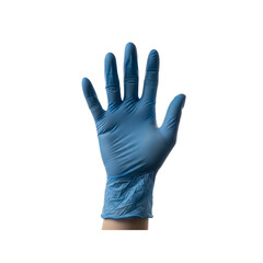 Obraz premium Open hand in blue latex glove isolated