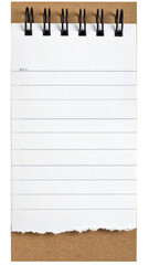 Blank notepad with a torn paper and spiral binding: A classic, untouched, blank notepad, ready to capture ideas, notes, and creative thoughts, offering a perfect, pristine space for your every notion.