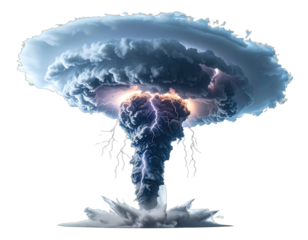 Digitally enhanced image depicts an ominous cloud formation resembling a nuclear explosion