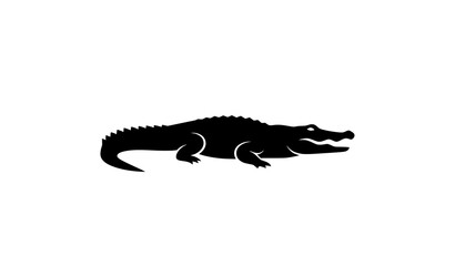 Fototapeta premium Crocodile silhouette vector illustration isolated on white background for icon use