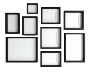 Black-framed, blank art on black background