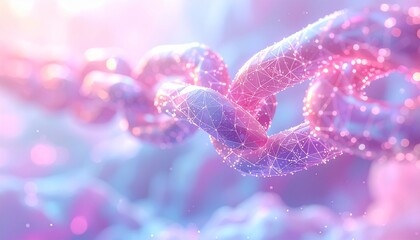 Microscopic virus particles interacting in vibrant cellular environment with glowing light effects