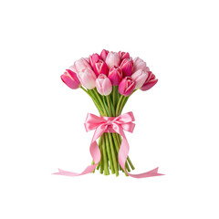 Pink tulip bouquet with pink ribbon