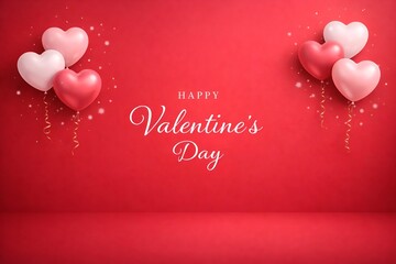 Happy Valentine&rsquo;s Day Minimal Red Background with Copy Space