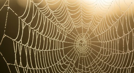 Fototapeta premium Cobweb in morning sunlight closeup.