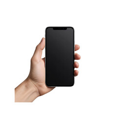 Hand holding a smartphone on Transparent Background