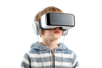 playful VR learning for child isolated on transparent background