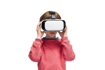 educational VR experience for child isolated on transparent background