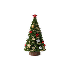 Christmas tree with ornaments on Transparent Background