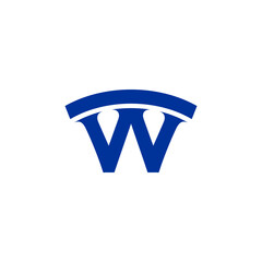 initial W letter with bridge icon logo.