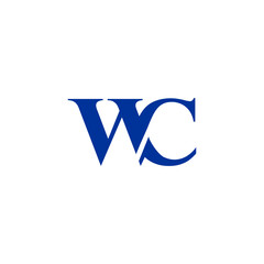 letter WC logo blue. initial W alphabet icon