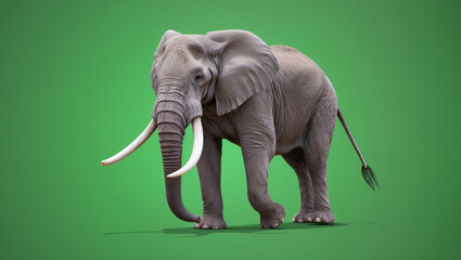 Elephant Isolated Green Screen.