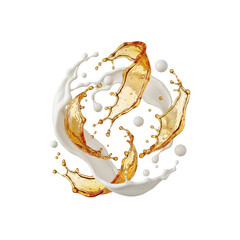 Splashes of milk and honey on Transparent Background