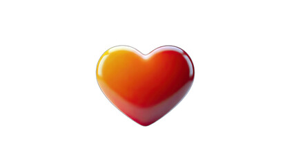 3D Glossy 3D Heart Symbol with Red Orange Gradient on transparent background