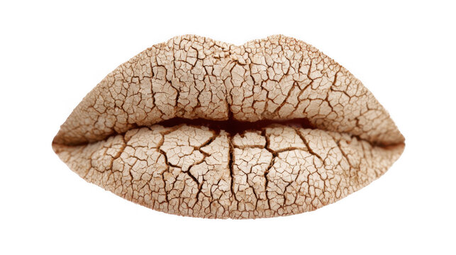 Cracked lips represent dehydration, aging, or underlying medical conditions, emphasizing the importance of skincare and hydration for maintaining healthy lips with transparent background