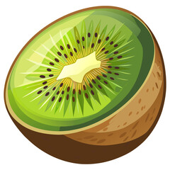 Kiwi Fruit Half Cross Section Vector Illustration