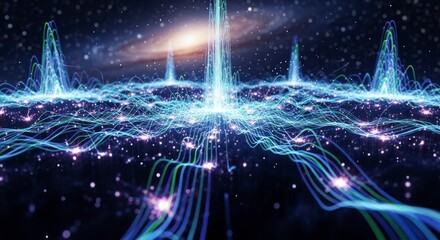 Futuristic digital network connections.