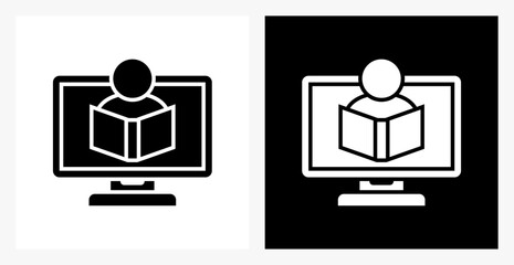 Digital Learning BPM icon sheet in black and white, filled style.