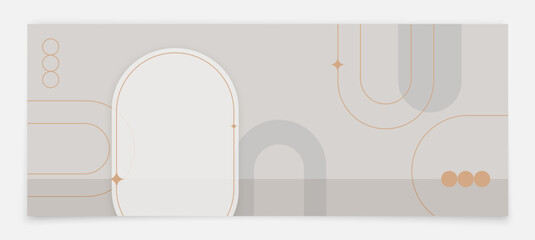 Social media banner. Gray banner with minimalistic design for website. Stylish template for social media.