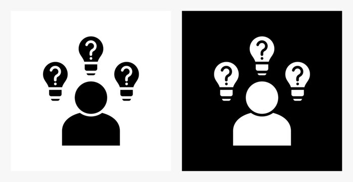 Questions BPM icon sheet in black and white, filled style.