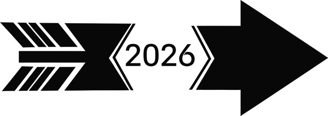 Modern arrow graphic with 2026 text for business planning and strategy