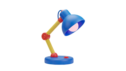 3D Colorful Desk Lamp with Flexible Arm on transparent background