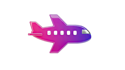 3D Gradient Airplane Icon on transparent background