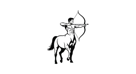 Centaur Archer with bow and arrow on a white background