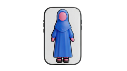 3D Muslim Woman Icon on transparent background