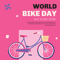 World Bicycle day banner poster, promotion, postcard , greeting card. Vector modern illustrations
