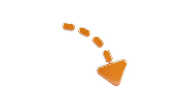 3D Orange Arrow and Dots on transparent background - Powered by Adobe