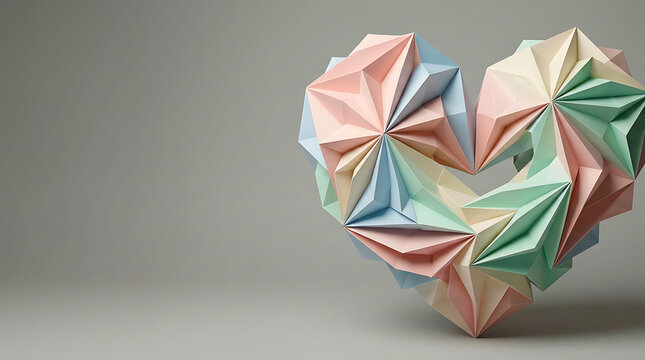 Minimal Valentine Paper Art with Sculptural Heart Geometry.