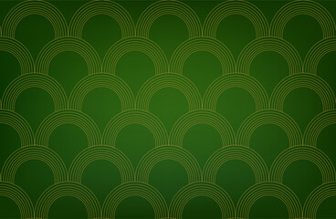 Japanese seamless pattern in oriental geometric traditional style. 3d festive ornament for lunar chinese new year decoration. green and golden abstract asian vector creative motif. Vintage tiger.