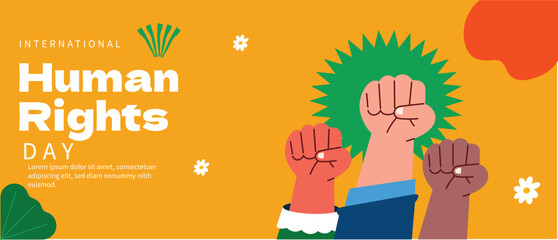 Human Rights day horizontal banner poster, promotion, postcard , greeting card. Vector modern illustrations