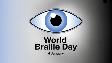 World braille day logo with blue eye and text