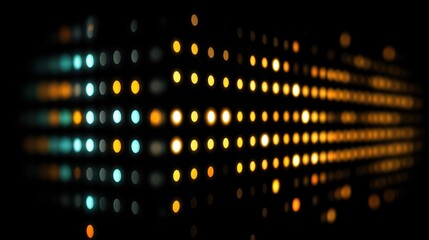 Array of glowing circular lights extends into the dark background with color variation