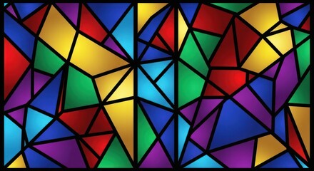 Abstract stained glass with colorful geometric shapes pattern
