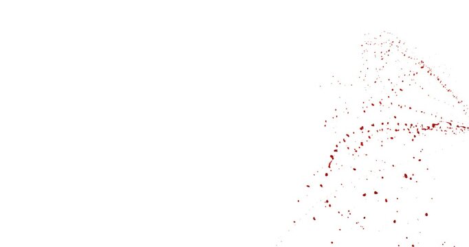 Blood Side Splashes in Super Slow Motion. Isolated on White Background. High-Speed Cinematic Shot of Blood Droplets Splashing in the Air.
