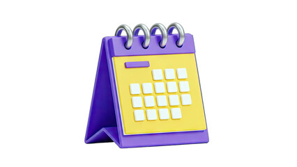 3D Calendar Icon on transparent background