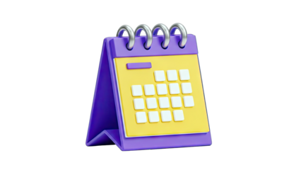 3D Calendar Icon on transparent background