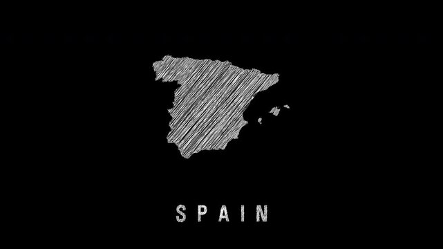 Spain scribble map animation revealing national borders