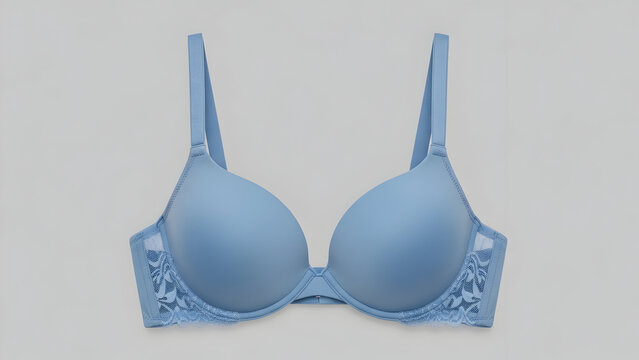 Light blue push-up bra with delicate lace details on the sides of the cups, photographed against a plain background.