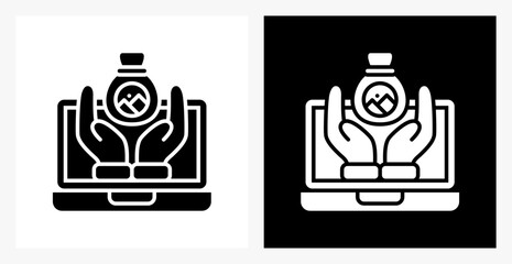 Asset Management BPM icon sheet in black and white, filled style.