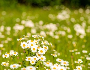 A field of daisies in bright sunlight