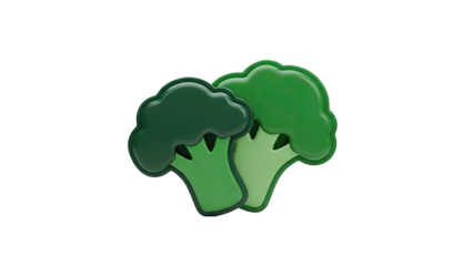 Green broccoli icons with transparent background