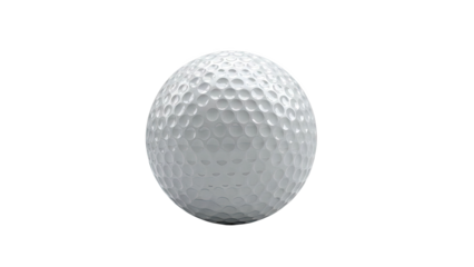 Golf ball with dimples on transparent background