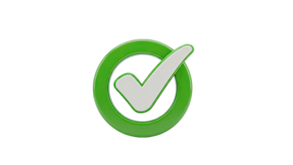Green checkmark inside a circle icon on transparent background