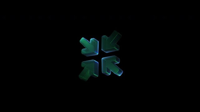 Rotating glass minimize arrows 3d symbol