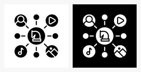 Content Strategy BPM icon sheet in black and white, filled style.
